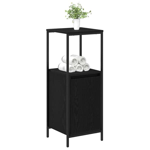 vidaXL badeværelsesskab med hylder 36x35x95 cm sort egetræsfarve