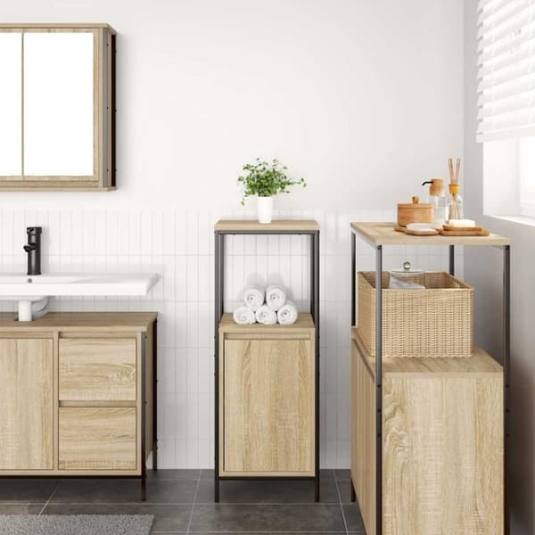 vidaXL badeværelsesskab med hylder 36x35x95 cm sonoma-eg