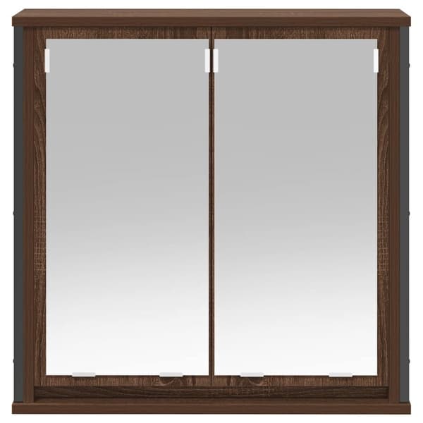 vidaXL Baderoms veggskap med speil brun eik 60x21x60 cm