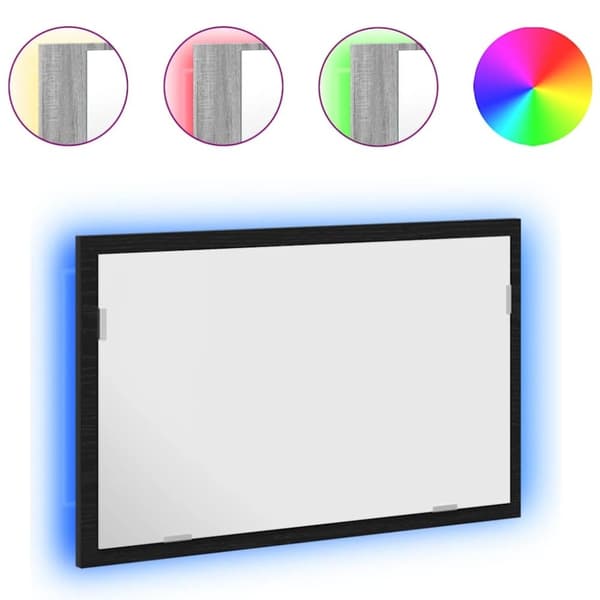 vidaXL Baderomsspeil med LED-lys svart eik 60x8,5x37 cm