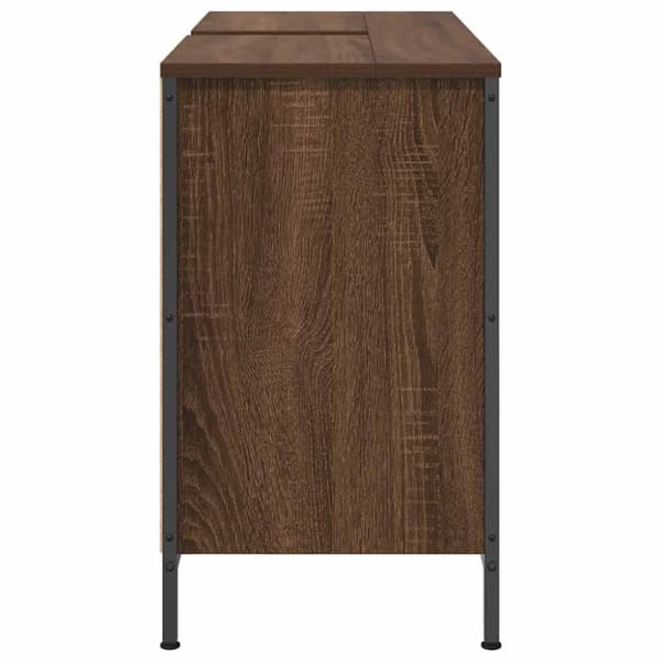 vidaXL håndvaskskab med skuffer 90x34,5x60 cm brun egetræsfarve