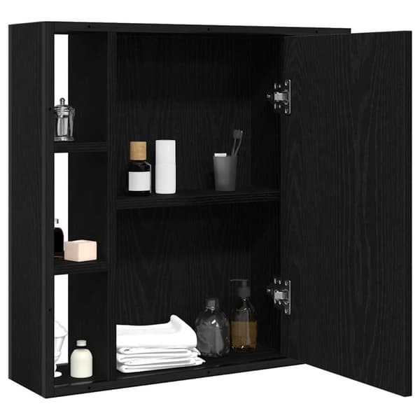 vidaXL Baderomsskap med speil svart eik 60x16x60 cm konstruert tre