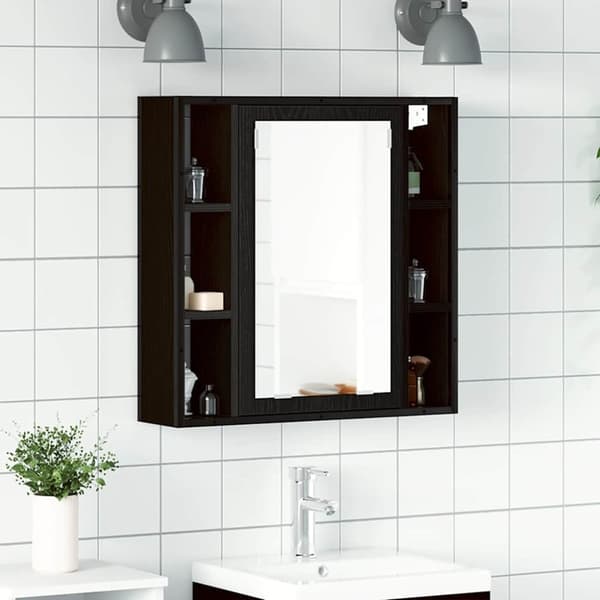 vidaXL Baderomsskap med speil svart eik 60x16x60 cm konstruert tre