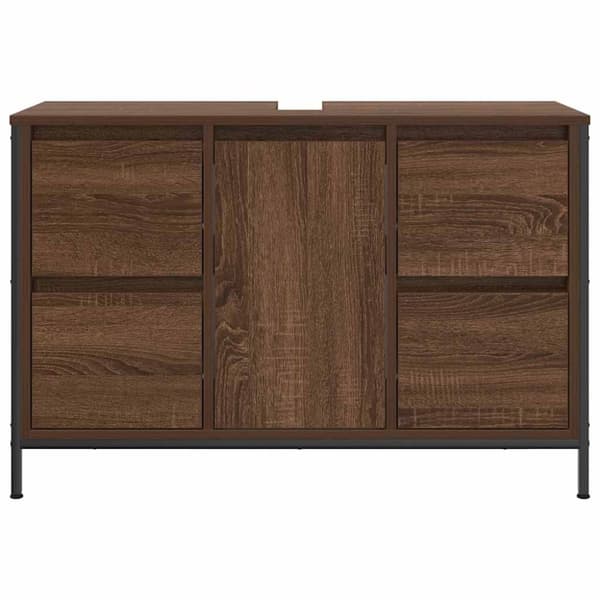 vidaXL Servantskap med skuffer brun eik 90x34,5x60 cm