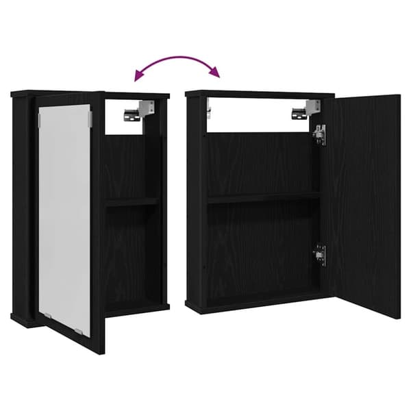 vidaXL Kylpyhuoneen peilikaappi musta tammi 42x12x60 cm tekninen puu