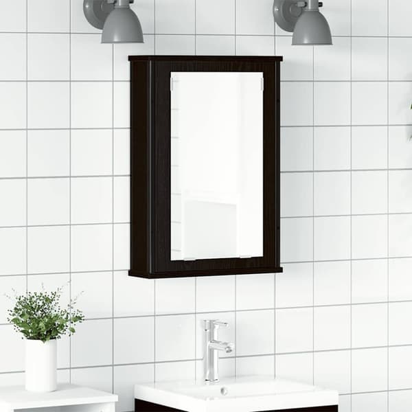 vidaXL Kylpyhuoneen peilikaappi musta tammi 42x12x60 cm tekninen puu