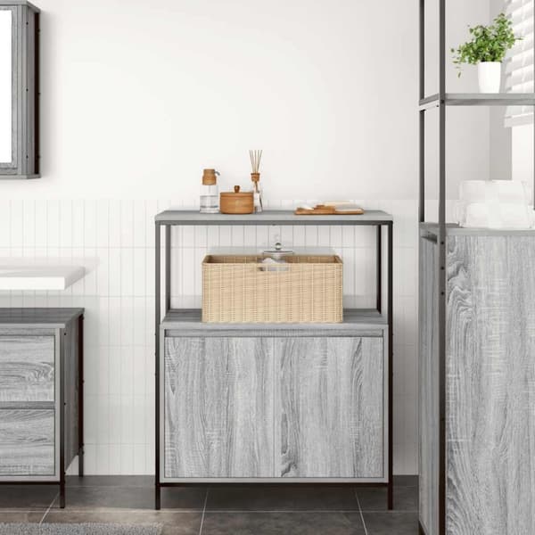 vidaXL badeværelsesskab med hylder 76,5x35x95 cm grå sonoma-eg