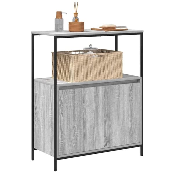 vidaXL badeværelsesskab med hylder 76,5x35x95 cm grå sonoma-eg