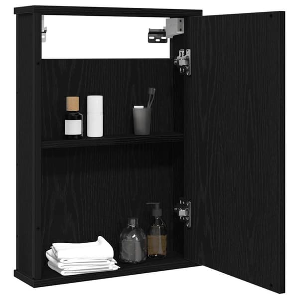 vidaXL Spegelskåp för badrum svart ek 42x12x60 cm konstruerat trä