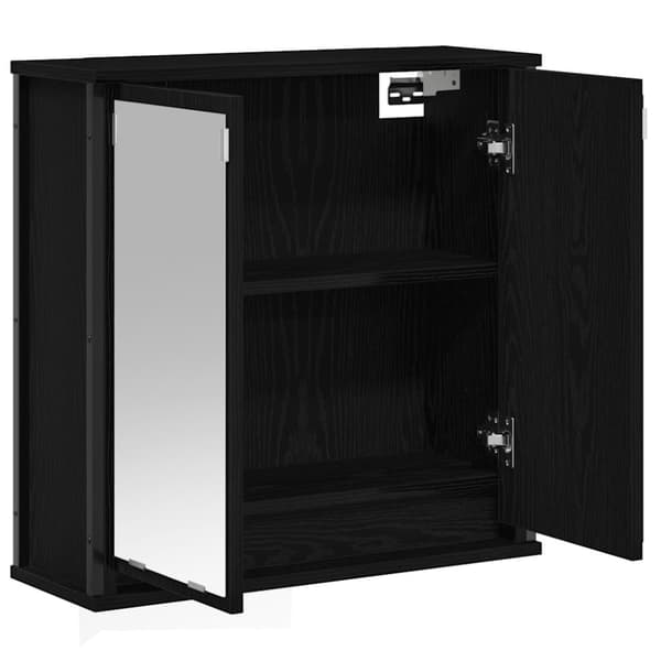 vidaXL kylpyhuoneen seinäkaappi peilillä musta tammi 60x21x60 cm