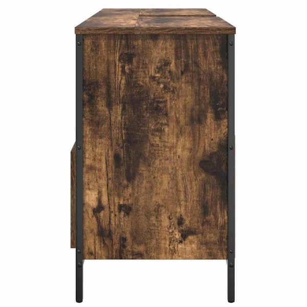 vidaXL håndvaskskab med skuffer 90x34,5x60 cm røget egetræsfarve
