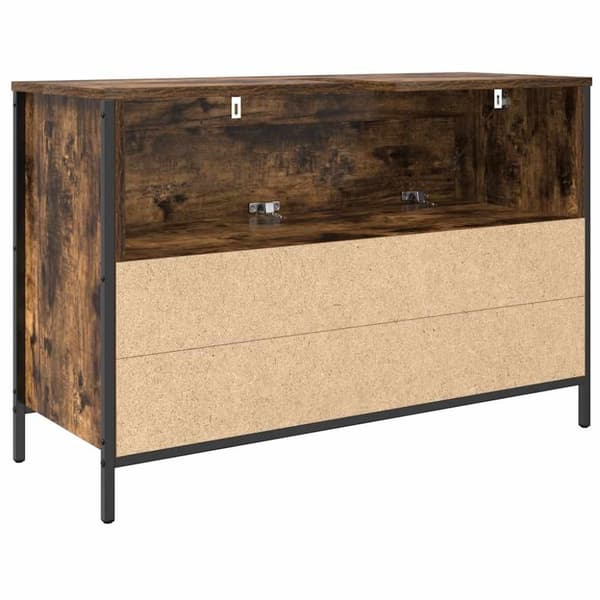 vidaXL håndvaskskab med skuffer 90x34,5x60 cm røget egetræsfarve