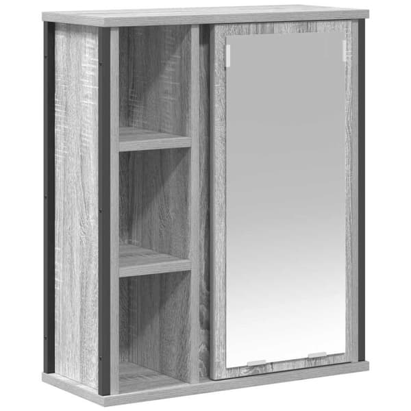 vidaXL kylpyhuoneen seinäkaappi peiliharmaa sonoma 50x21x60 cm