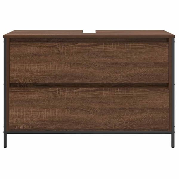 vidaXL Baderomsservantskap med skuffer brun eik 90x34,5x60 cm