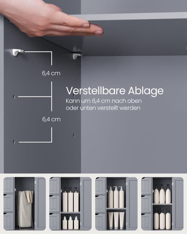 Sideboard, Badeværelsesskab, VASAGLE, 30x60x81 cm, Hvid.