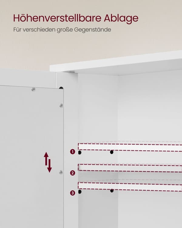 Spejlskab, VASAGLE, 15x65x75 cm, Hvid.