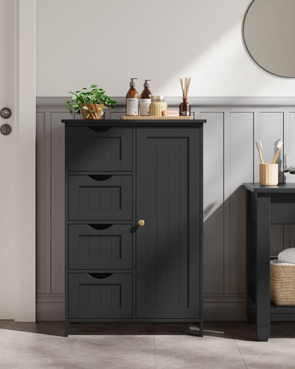Sideboard, Badeværelsesskab, VASAGLE, 30x55x82 cm, Hvid.