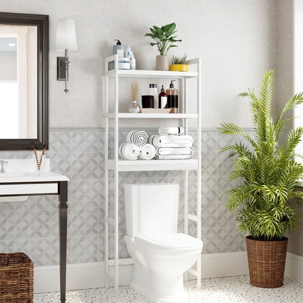 Toilet reol, SONGMICS, 63x26x163 cm, Hvid.