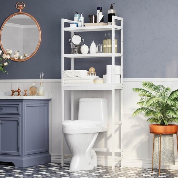 Toilet reol, SONGMICS, 63x26x163 cm, Hvid.