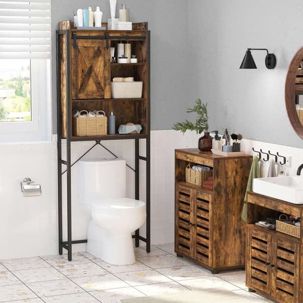 Toiletregal, BTS003B01, 64x24x171 cm, Brun-Sort