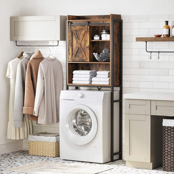 Toiletregal, BTS003B01, 64x24x171 cm, Brun-Sort