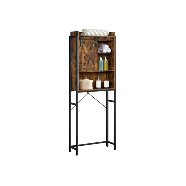 Toiletregal, BTS003B01, 64x24x171 cm, Brun-Sort