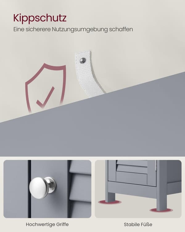 Skab, Badeværelsesskab BBC43WT, 32x87x30 cm, Grå