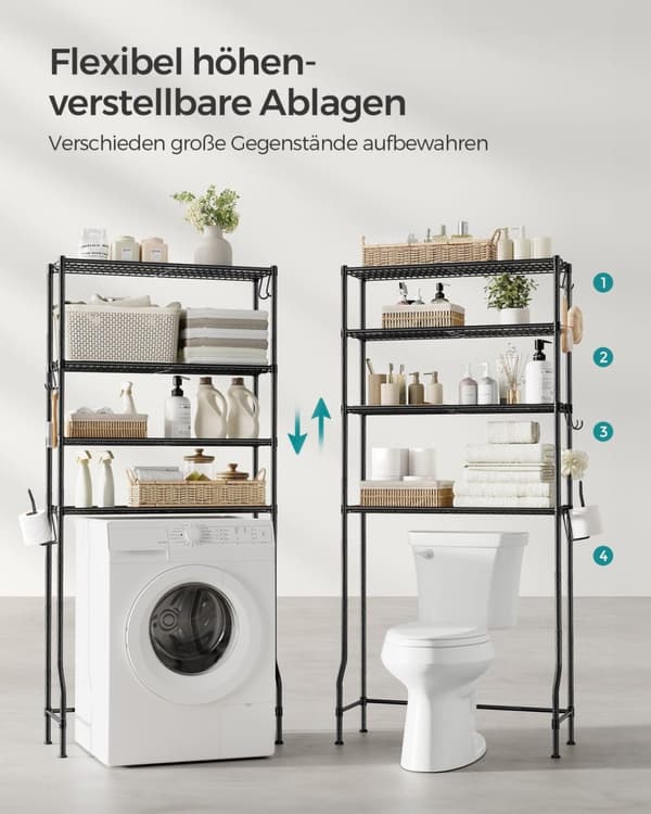 Toaletthylla, SONGMICS, 30x83x176 cm, Svart