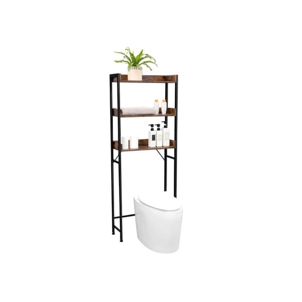 WC-hylly, VASAGLE, 63x25x165 cm, Ruskea-Musta