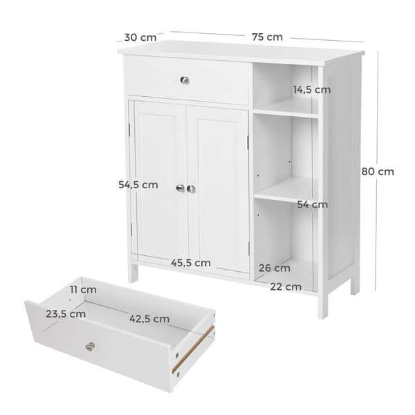 Kylpyhuonekaappi, BBC142W01, 75x30x80 cm, Valkoinen