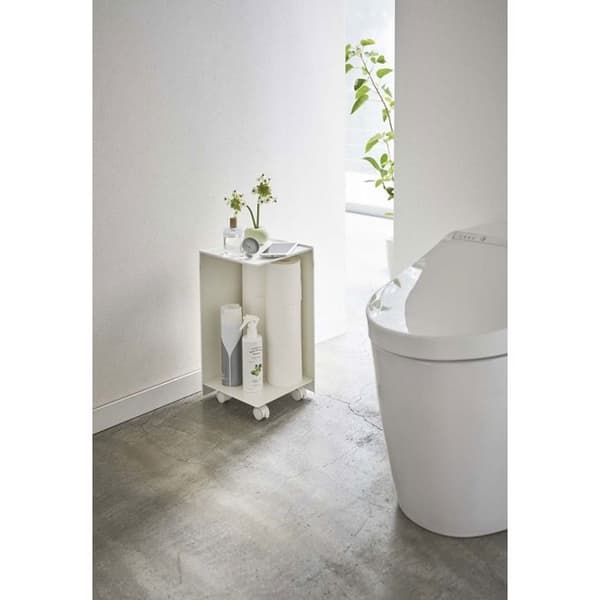 Toalettförvaring - Hjul - Vit - Stål - 4 hjul - 43 cm höjd