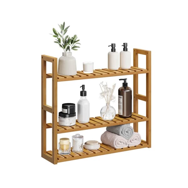 Badestativ med 3 justerbare hylder - 15x60x54 cm - kaffebrun