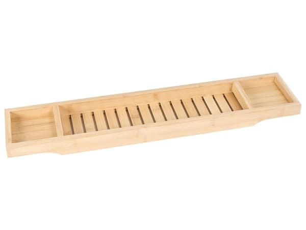 Badebakke i lys bambus 70 x 5 x 15 cm multifunktionel badekarbakke i minimalistisk stil