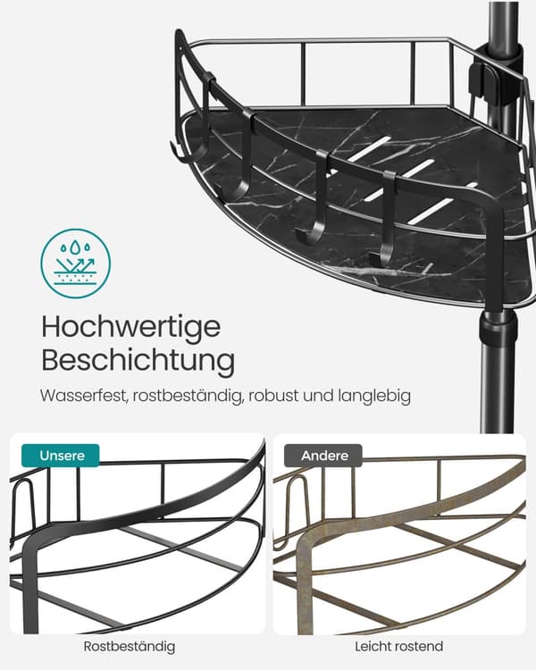 Duschhylla, SONGMICS, 26.7x35x80-323 cm, Svart