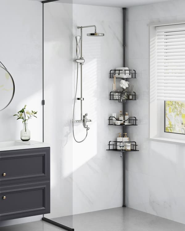 Duschhylla, SONGMICS, 26.7x35x80-323 cm, Svart