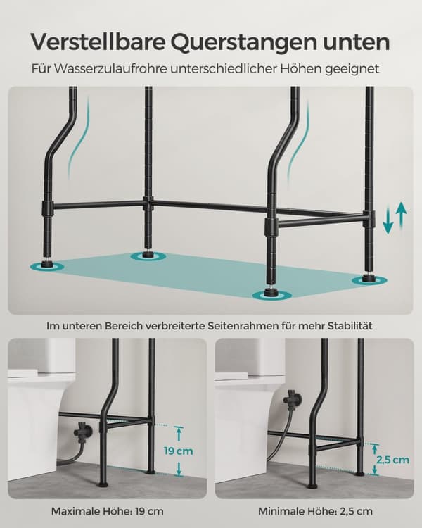 WC-hylly, SONGMICS, 30x63x176 cm, Musta.