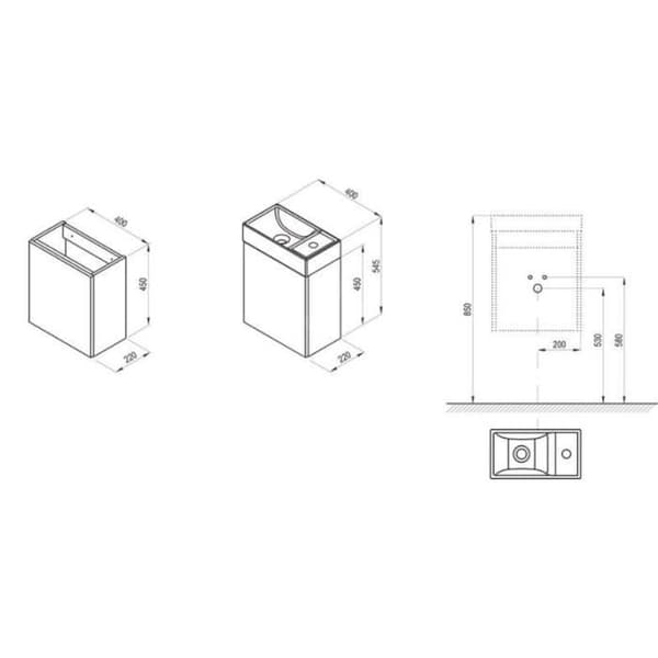 RAVAK VEDA 400 - HANDTVÄTT 400X220X500 MM, VIT X0000013