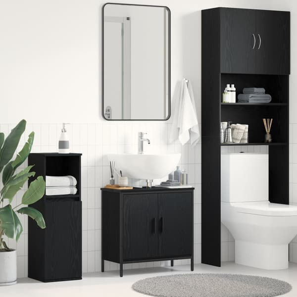 Tvättställ för badrum svart ek 60x30x60 cm konstruerat trä