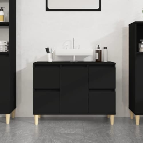 Tvättställsskåp svart 80x33x60 cm konstruerat trä
