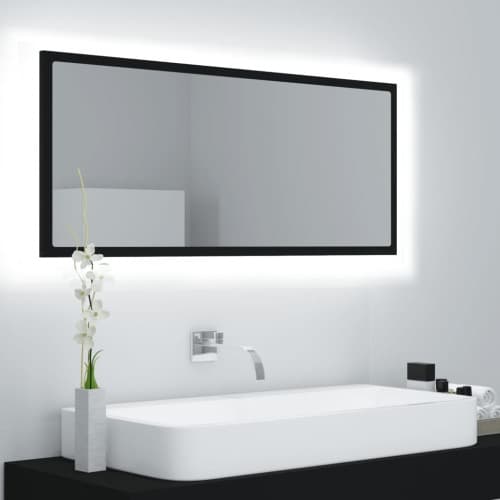Badrumsspegel med LED svart 100x8,5x37 cm akryl