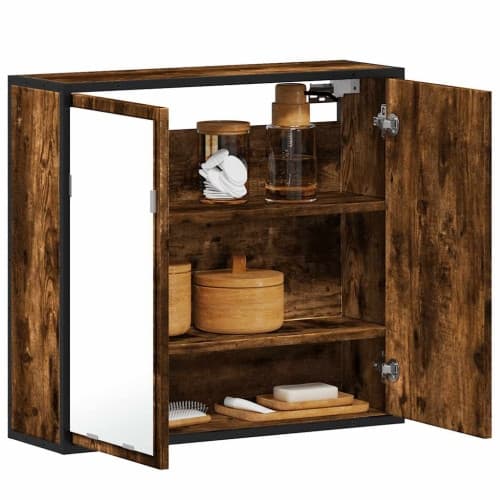 Spegelskåp för badrum rökfärga ek 65x20x60 cm konstruerat trä