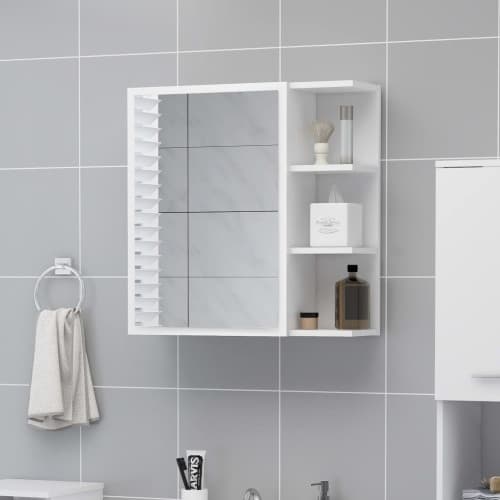Spegelskåp för badrum vit 62,5x20,5x64 cm konstruerat trä