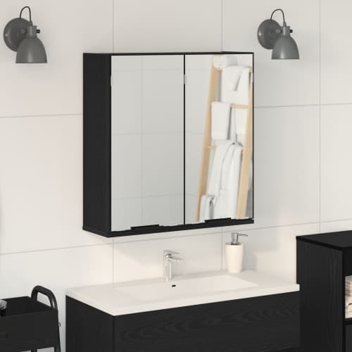 Badrumsspegelskåp - Svart Ek, 64x20x66.5 cm, Tillverkad av Konstruerat Trä