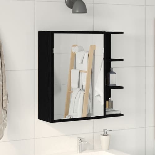 Badrumsspegelskåp Svart Ek 62,5x20,5x64 cm i Konstruerat Trä