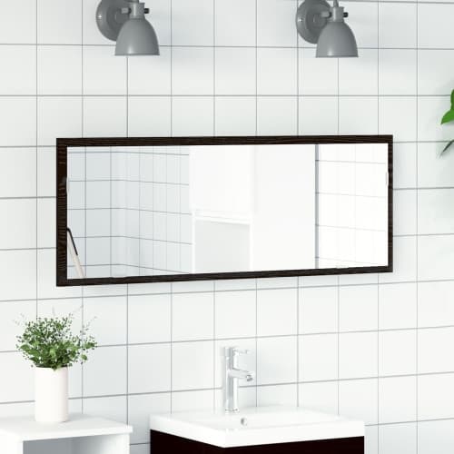 Badrumsspegel med LED svart ek 100x8,5x37 cm konstruerat trä