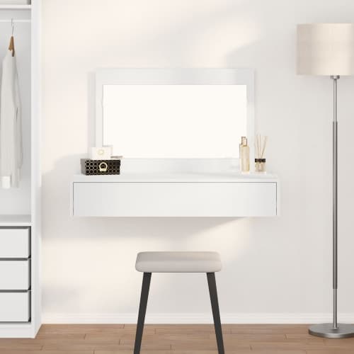 Väggmonterat sminkbord Vitt 100x40x70 cm