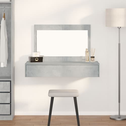 Väggmonterat sminkbord betonggrå 100x40x70 cm