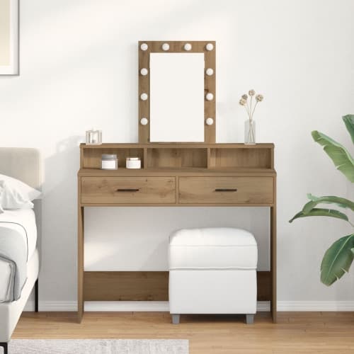 Sminkbord med LED-lampor Artisan Ek 100x41x140 cm