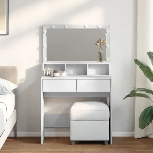 Sminkbord med LED vit 80x41x134,5 cm