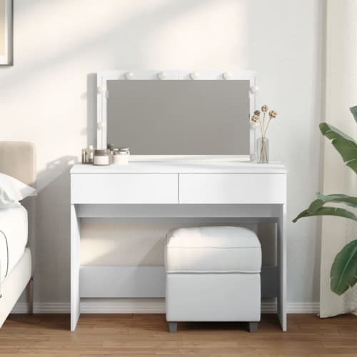 Sminkbord med LED vit 100x40x120 cm